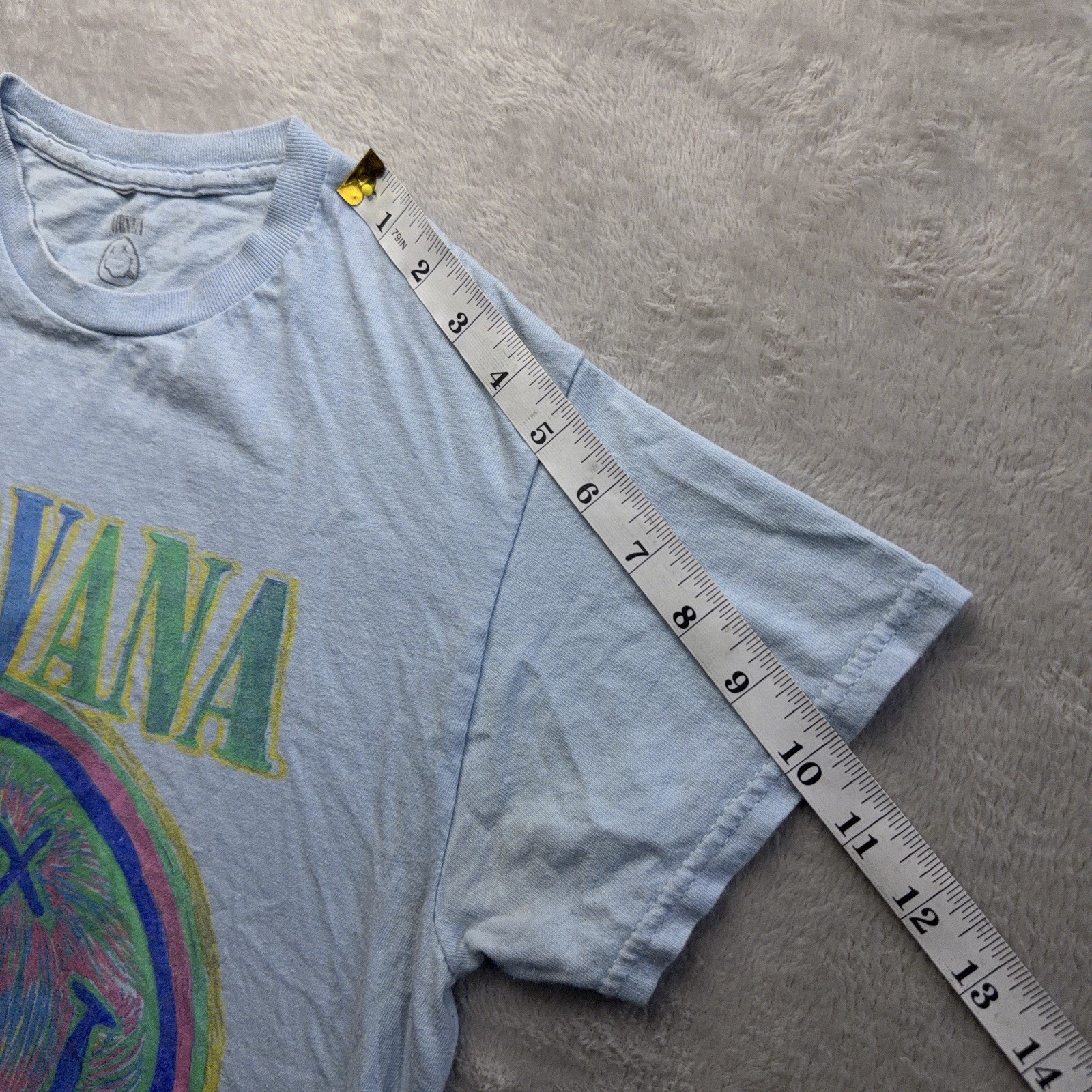 Nirvana | Graphic T-Shirt | Smiley Face | Mens S | Blue - Image 12