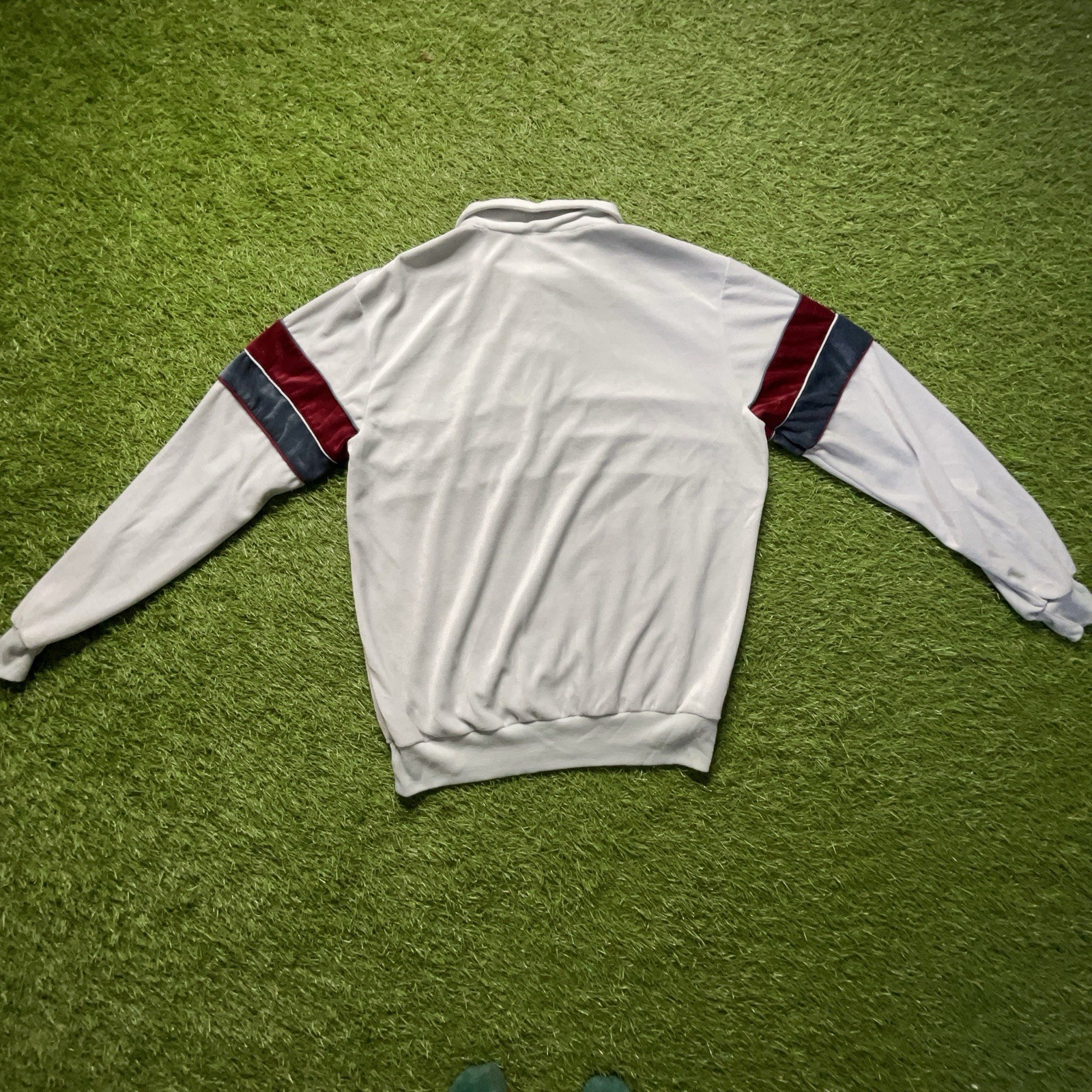 Harper | Shirt | Striped Velour 1980s | Mens XL | Gray - Image 8