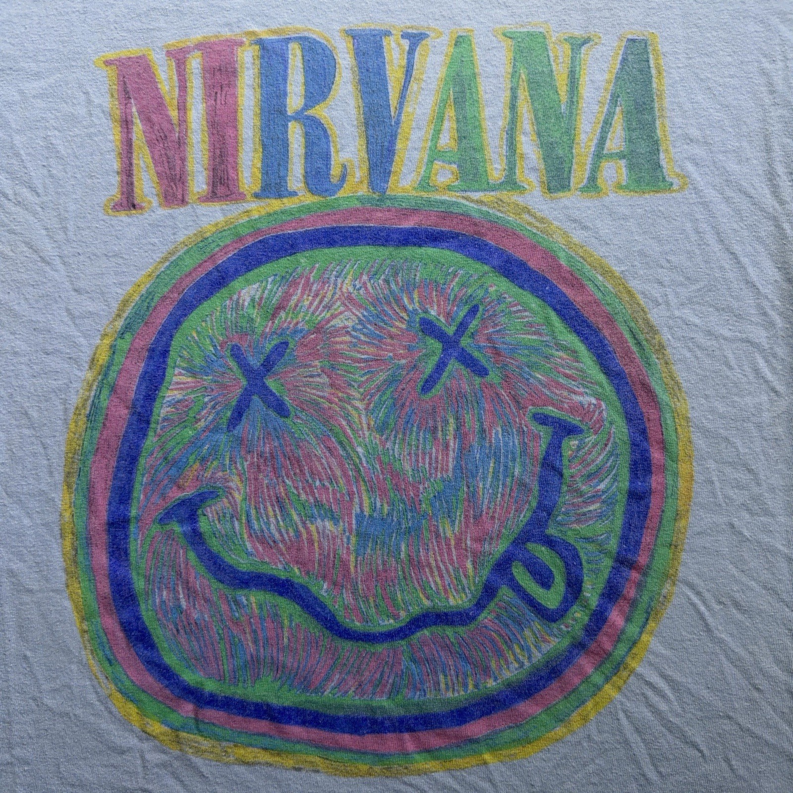 Nirvana | Graphic T-Shirt | Smiley Face | Mens S | Blue - Image 3