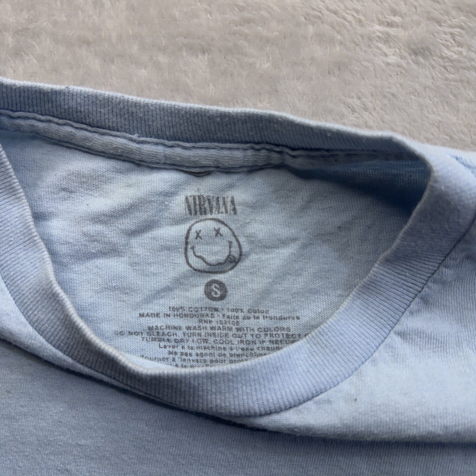 Nirvana | Graphic T-Shirt | Smiley Face | Mens S | Blue - Image 4