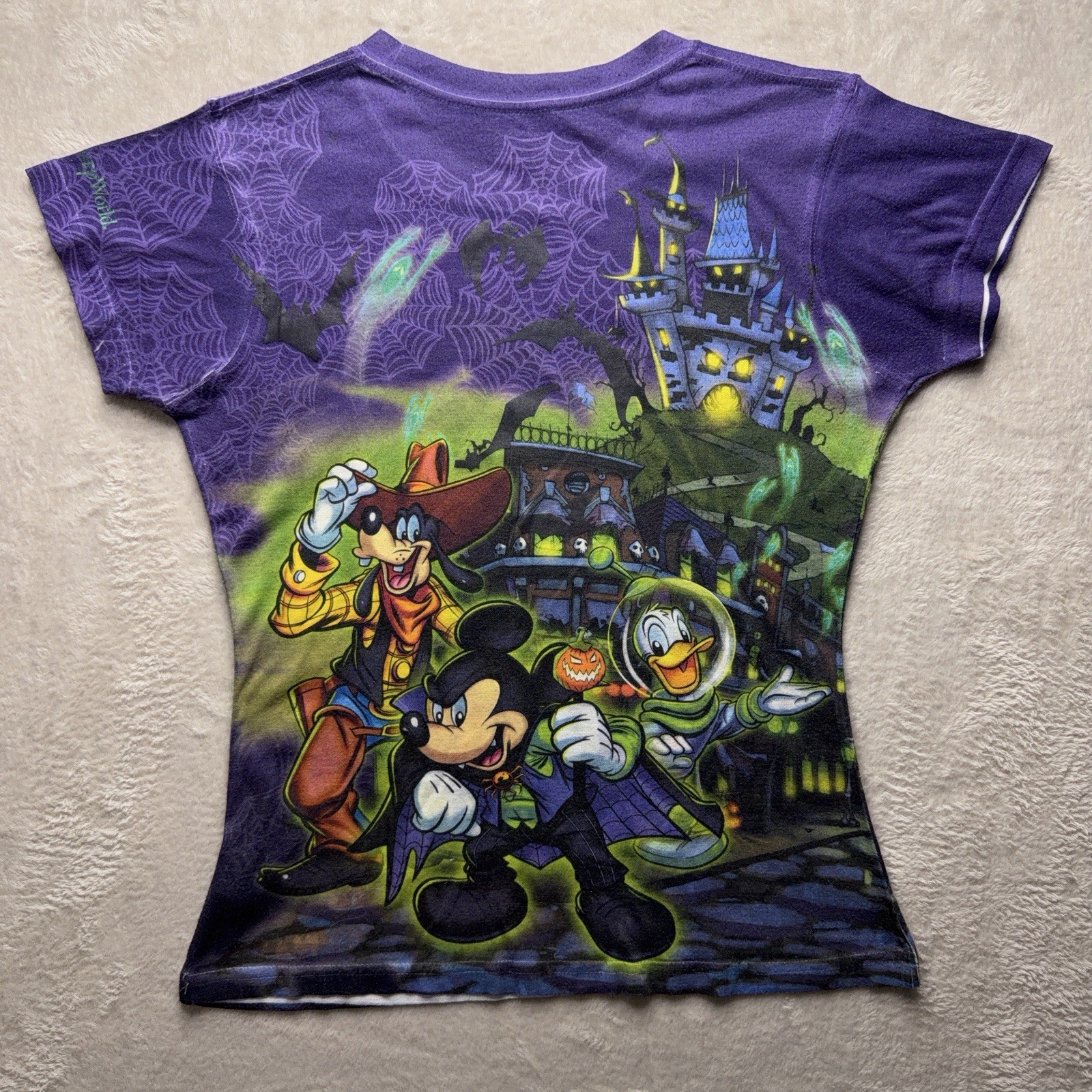 Disney Parks | T-Shirt | Halloween Haunted Mansion Minnie All Over Print | Womens S | Purple - Image 7