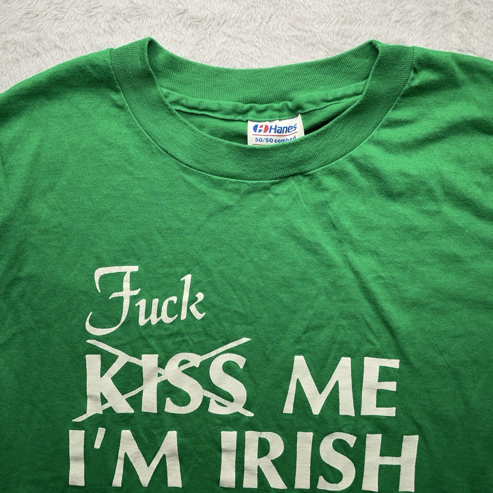 Vintage 90s Hanes T Shirt XL Green Irish St Patrick’s Day USA Made Single Stitch - Image 2