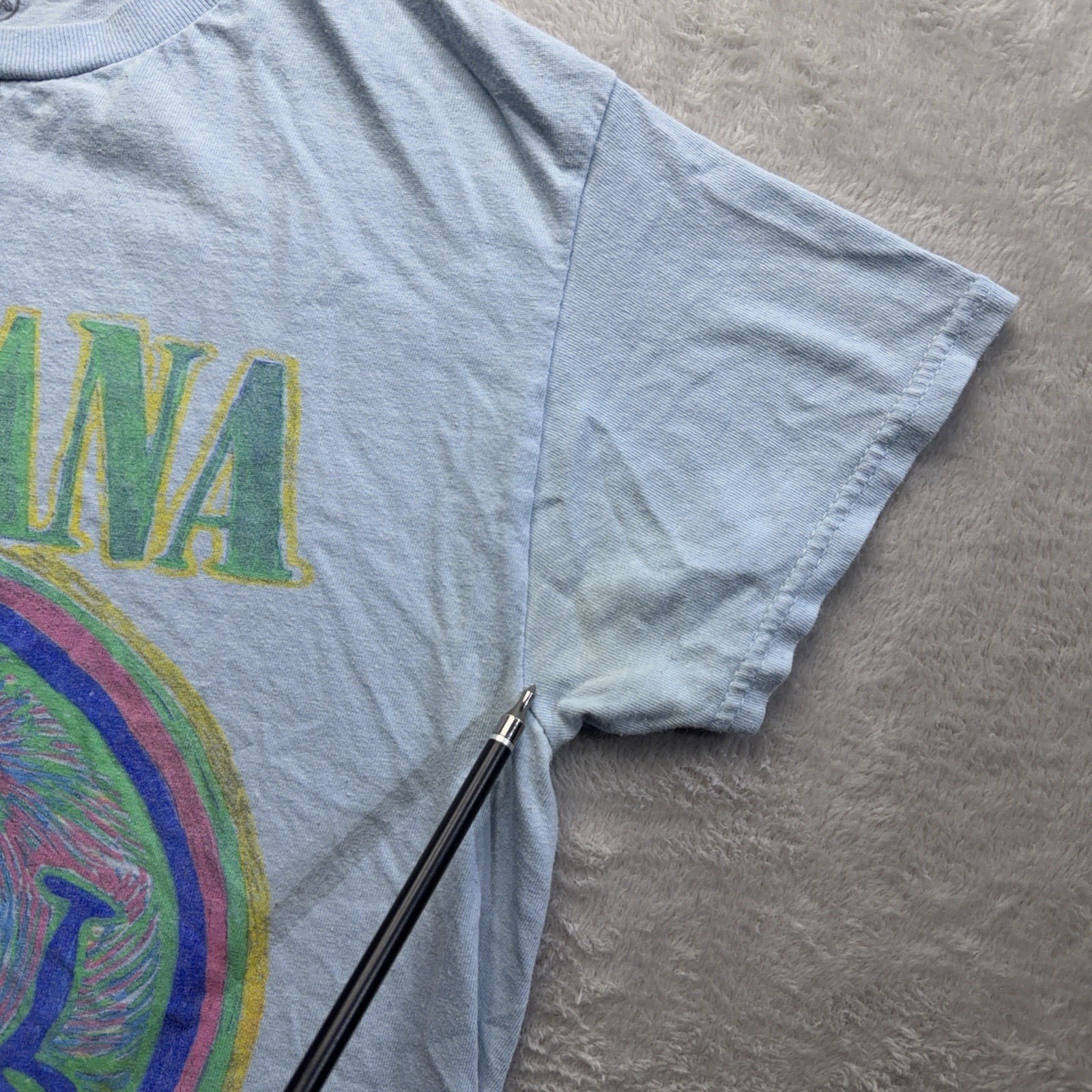 Nirvana | Graphic T-Shirt | Smiley Face | Mens S | Blue - Image 6