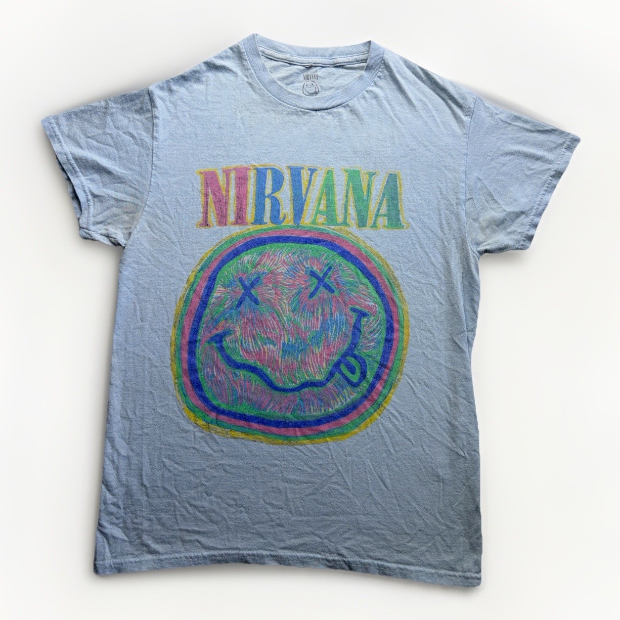 Nirvana | Graphic T-Shirt | Smiley Face | Mens S | Blue